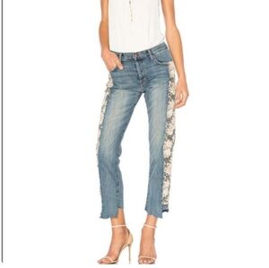 New Current/Elliott Blue The Uneven Seamed In First Love Mixed Floral Straight L